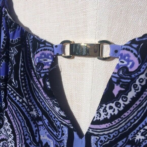 Dana Buchman Paisley Scoop Neck Sleeveless Tank Top Exposed Back Zipper Size XS - Picture 5 of 8